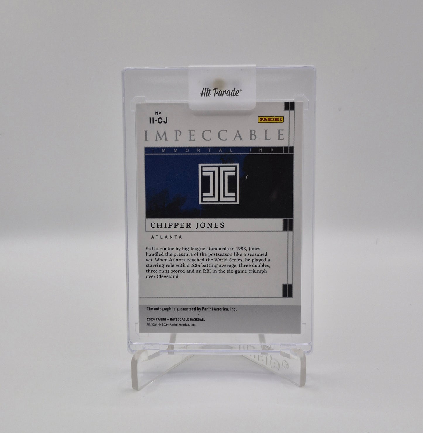 2024 Panini Impeccable Chipper Jones Autograph /10