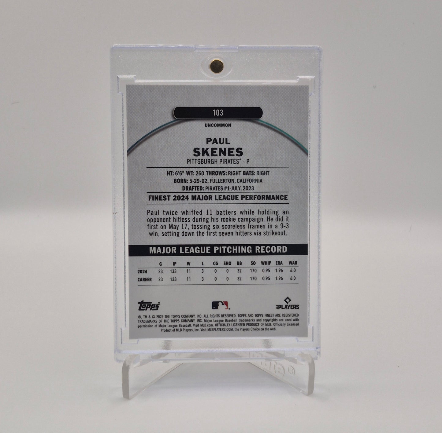 2025 Topps Finest Paul Skenes Purple Checkerboard /99