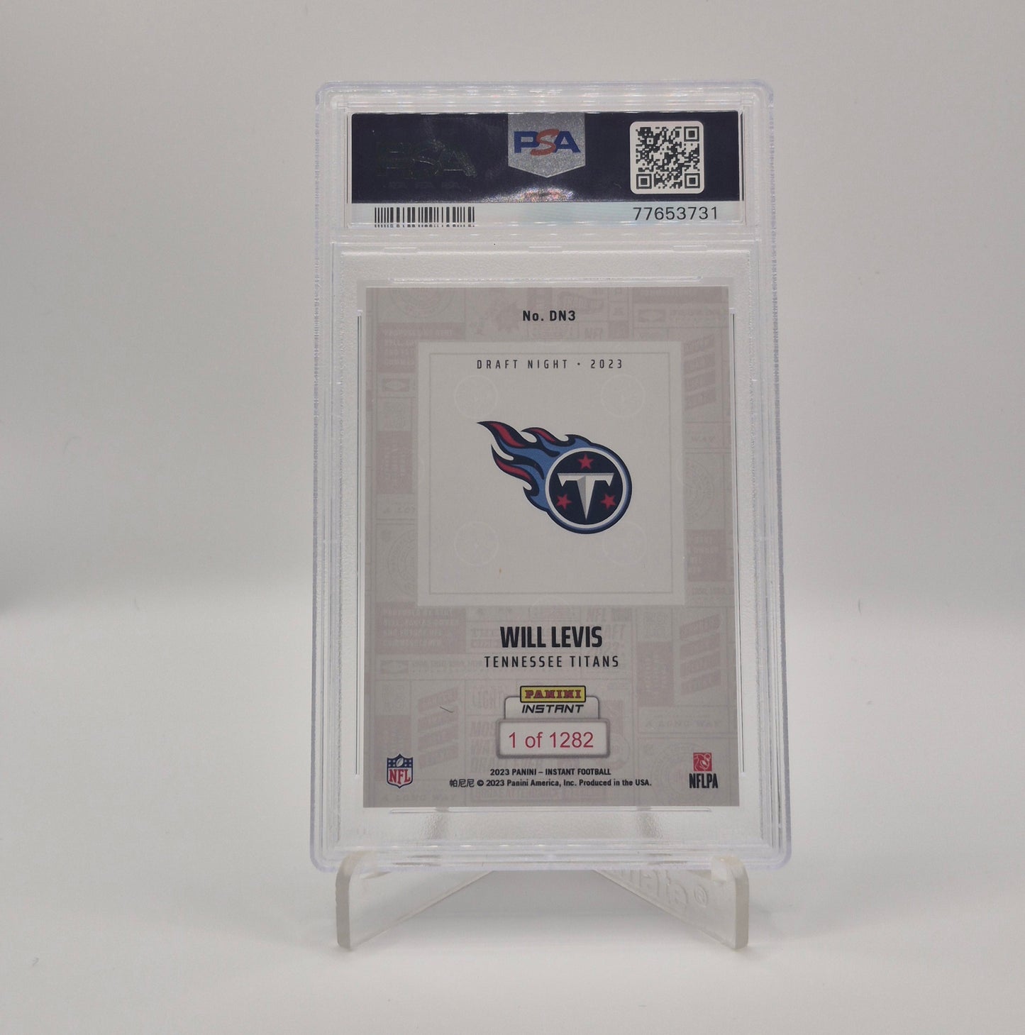 2023 Panini Instant Will Levis NFL Draft Night PSA 10 /1282