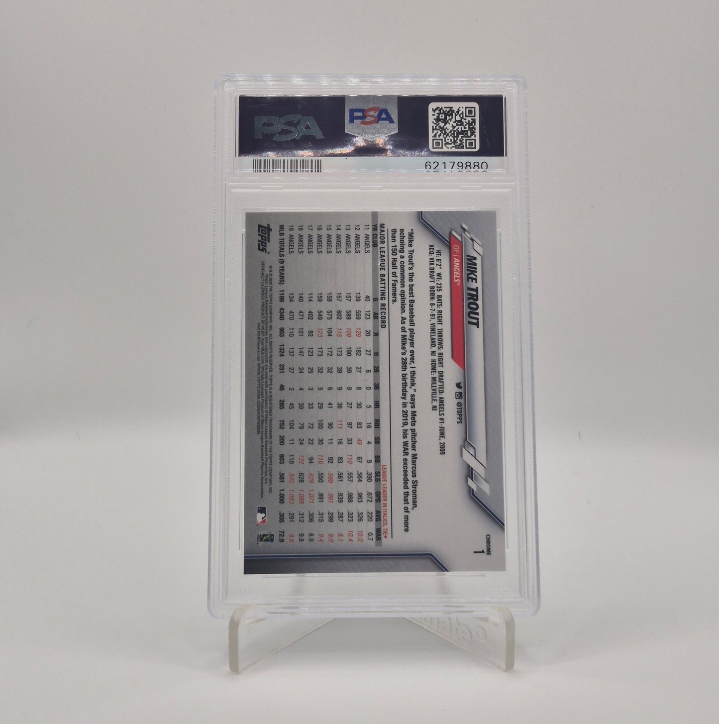 2020 Topps Chrome Mike Trout Negative Refractor PSA 9