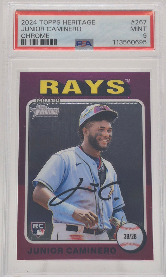 2024 Topps Heritage Junior Caminero Chrome /699 PSA 9