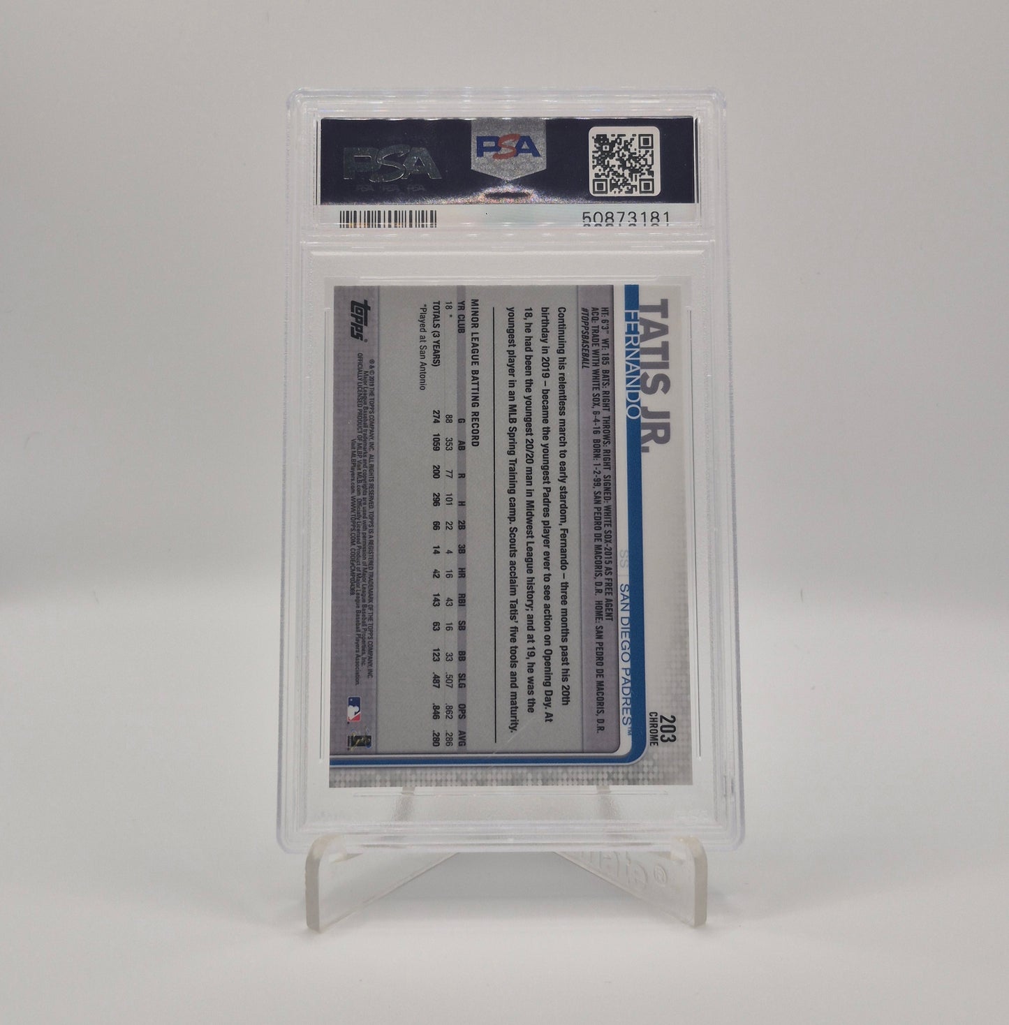 2019 Topps Chrome Fernando Tatis Jr. PSA 10