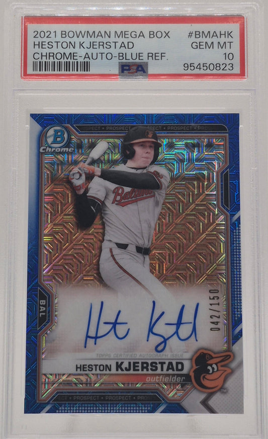 2021 Bowman Heston Kjerstad Blue Autograph Refractor /150 PSA 10