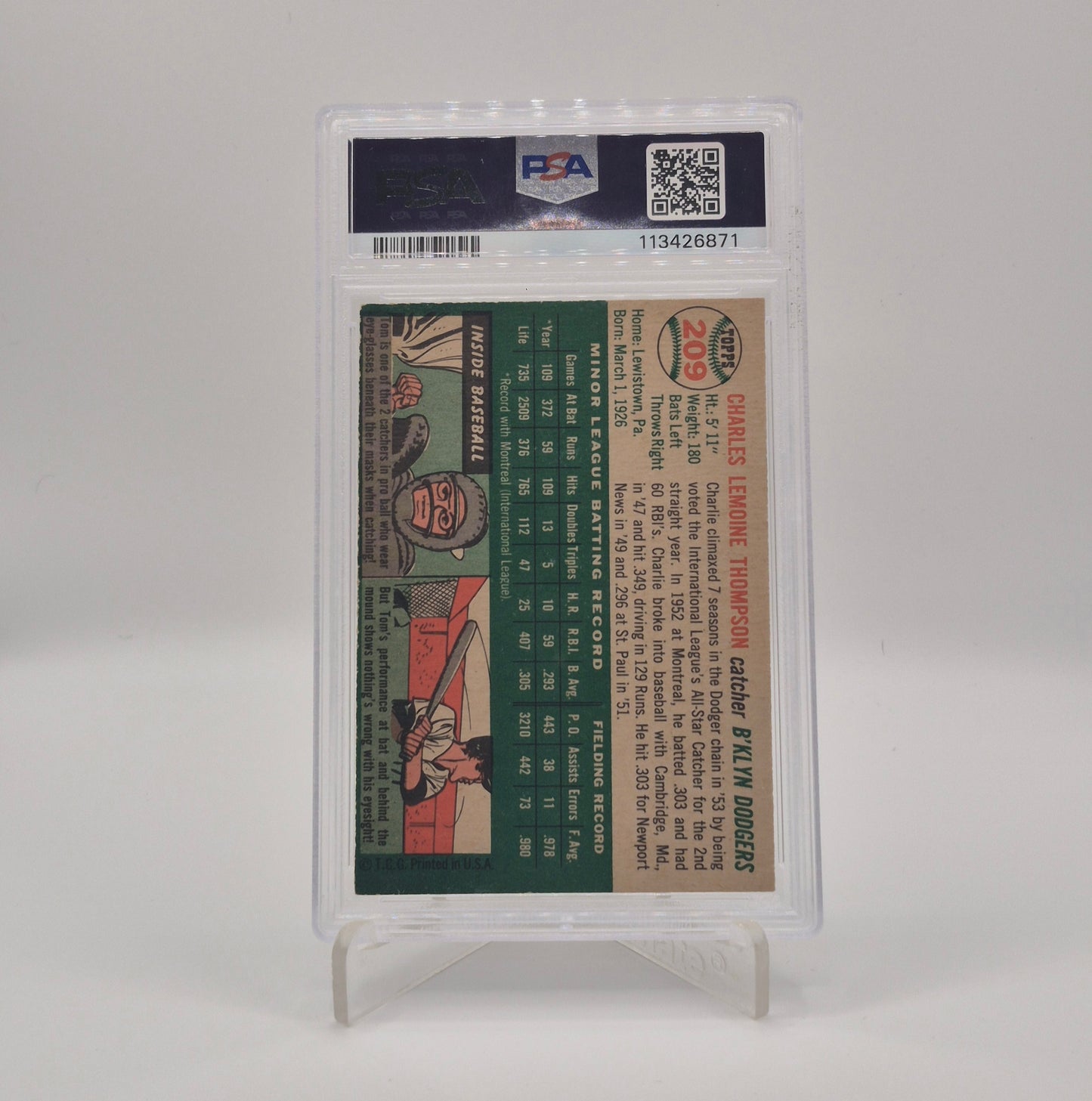 1954 Topps Charlie Thompson PSA 5