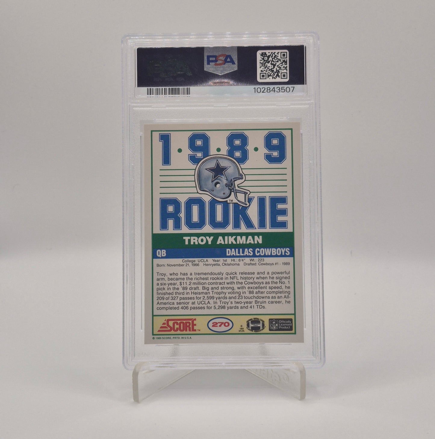 1989 Score Troy Aikman PSA 7