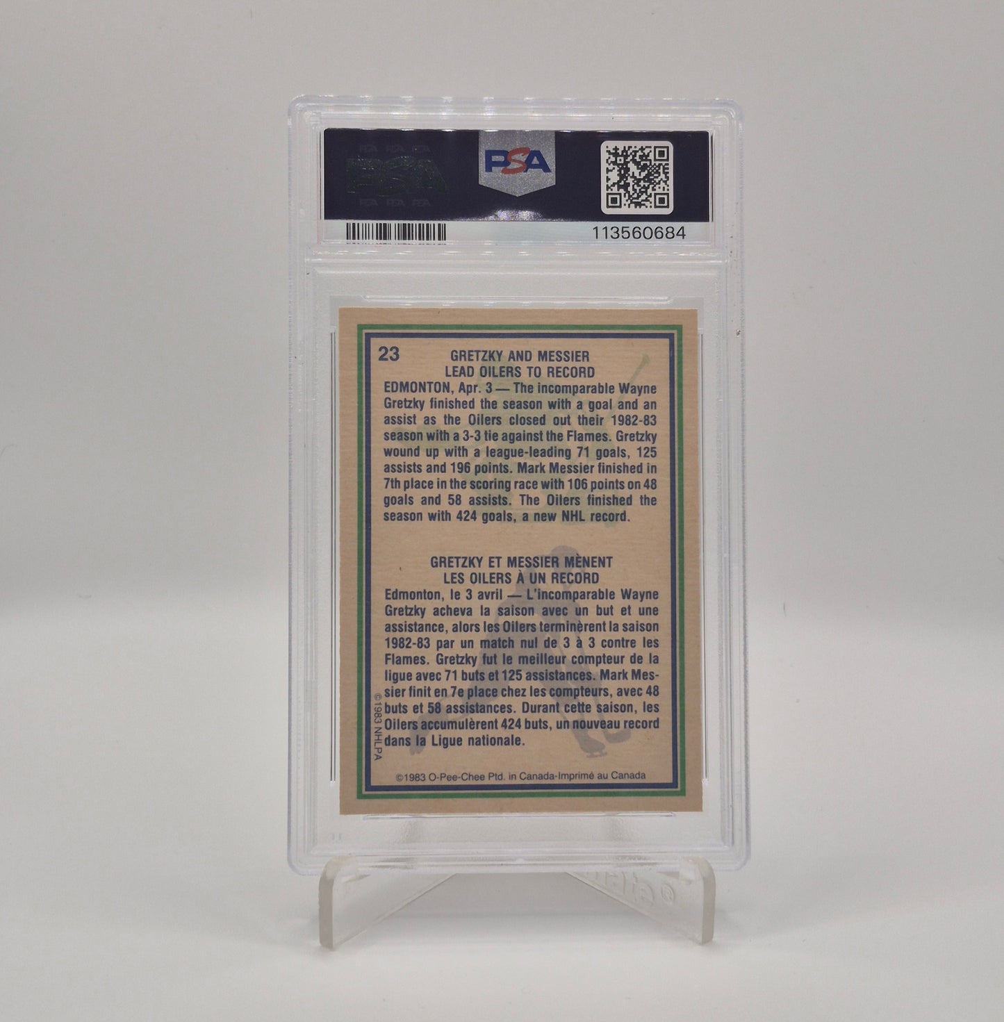 1983 O-Pee-Chee Wayne Gretzky/Mark Messier Oilers HIghlights PSA 7