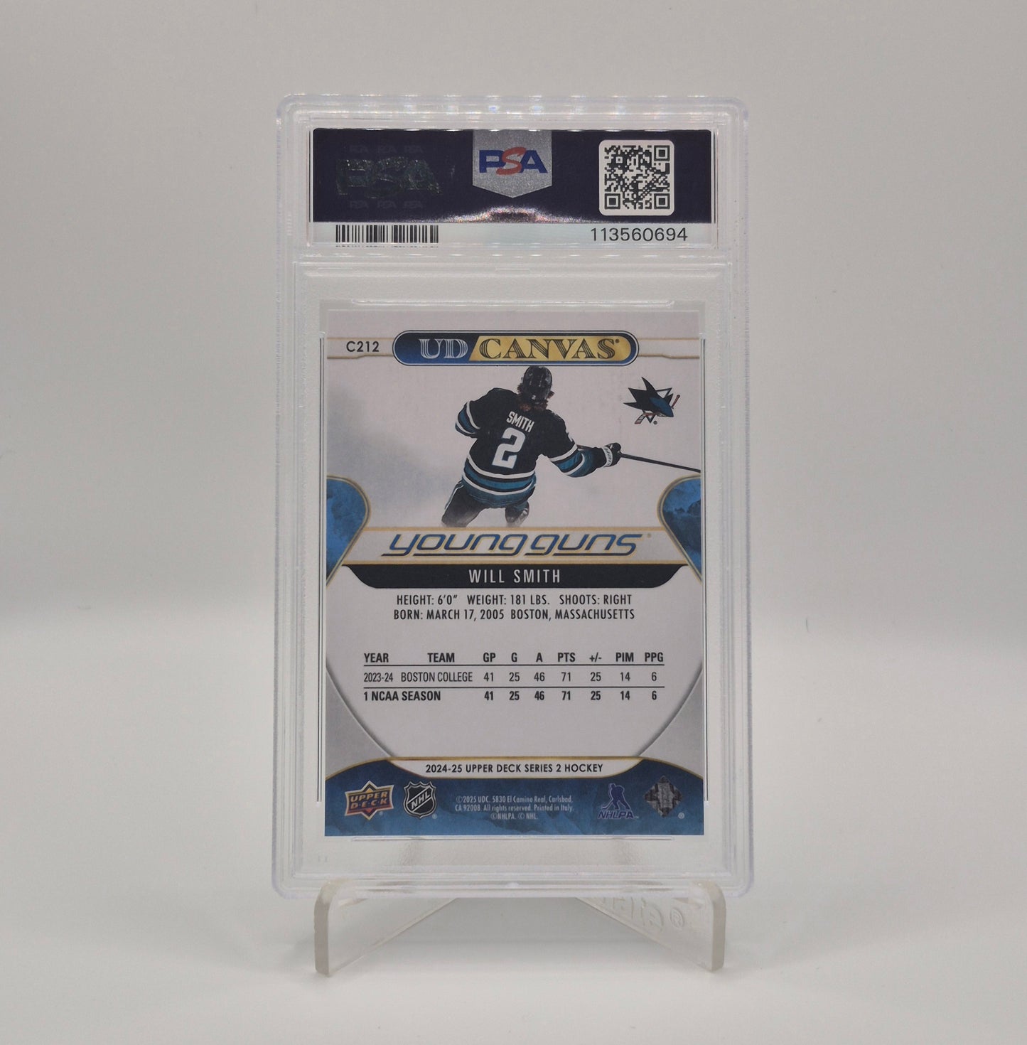 2024 Upper Deck Will Smith UD Canvas Young Guns PSA 10