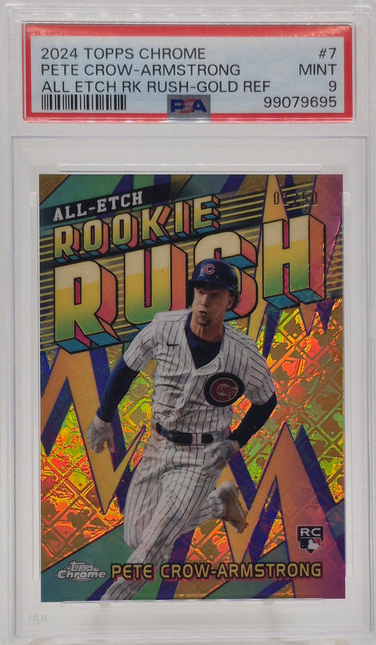 2024 Topps Chrome Pete Crow-Armstrong All-Etch Rookie Rush Gold /50 PSA 9