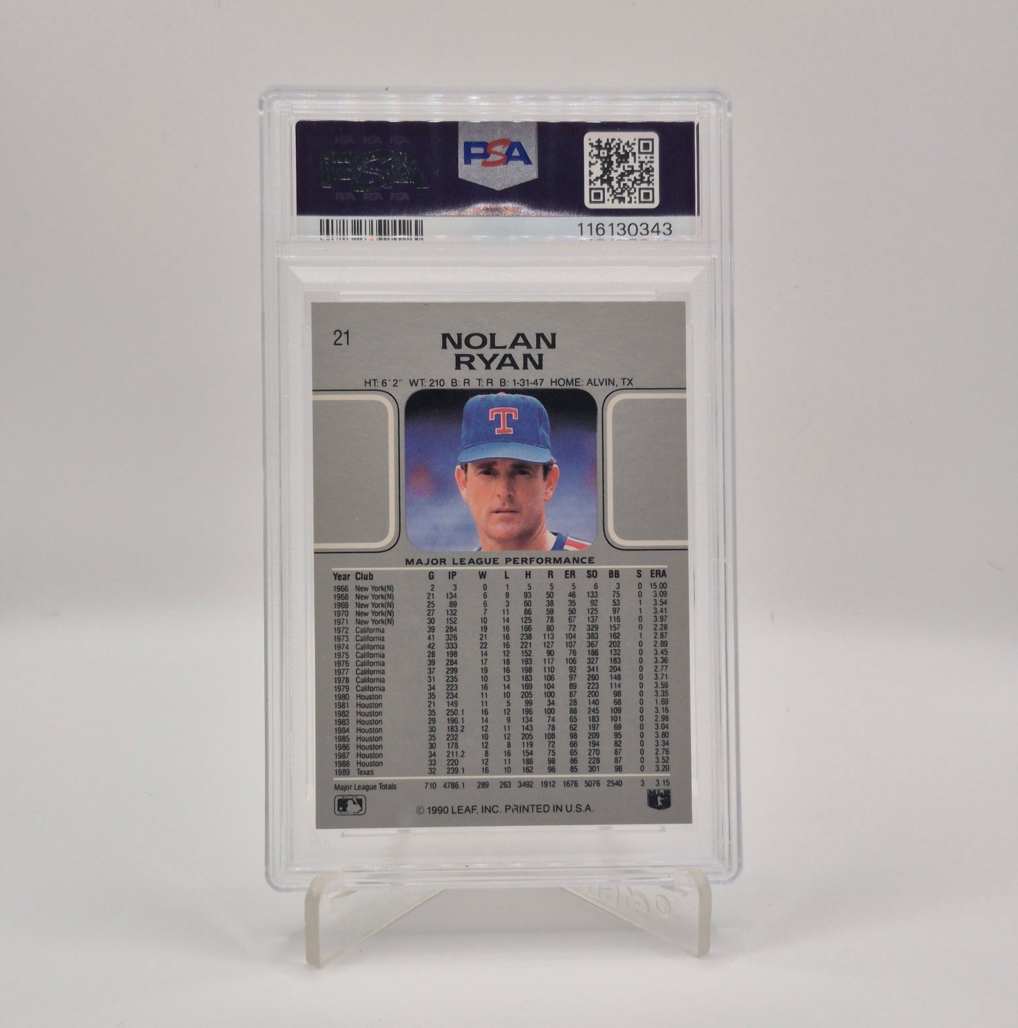 1990 Leaf Nolan Ryan PSA 9