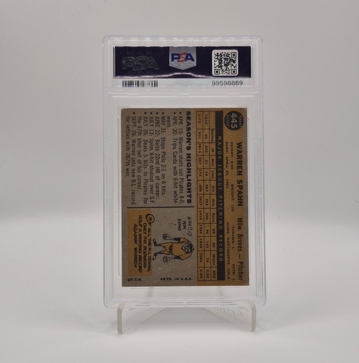 1960 Topps Warren Spahn PSA 1.5