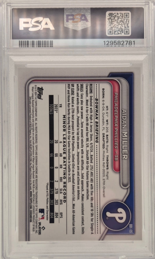 2024 Bowman - Chrome Prospects Aidan Miller /10 Chrome-Rose Gold Lava PSA 10