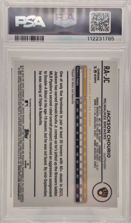 2024 Topps Chrome Update - Jackson Chourio Blue Lava Lamp Autograph /175 PSA 10