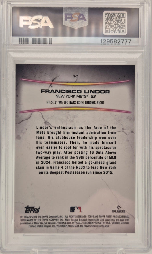 2025 Topps Finest Smashing Through (SSP) Francisco Lindor PSA 10