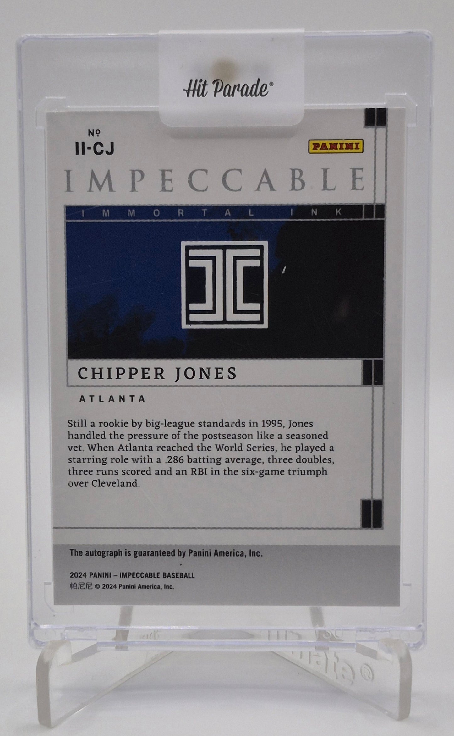 2024 Panini Impeccable Chipper Jones Autograph /10