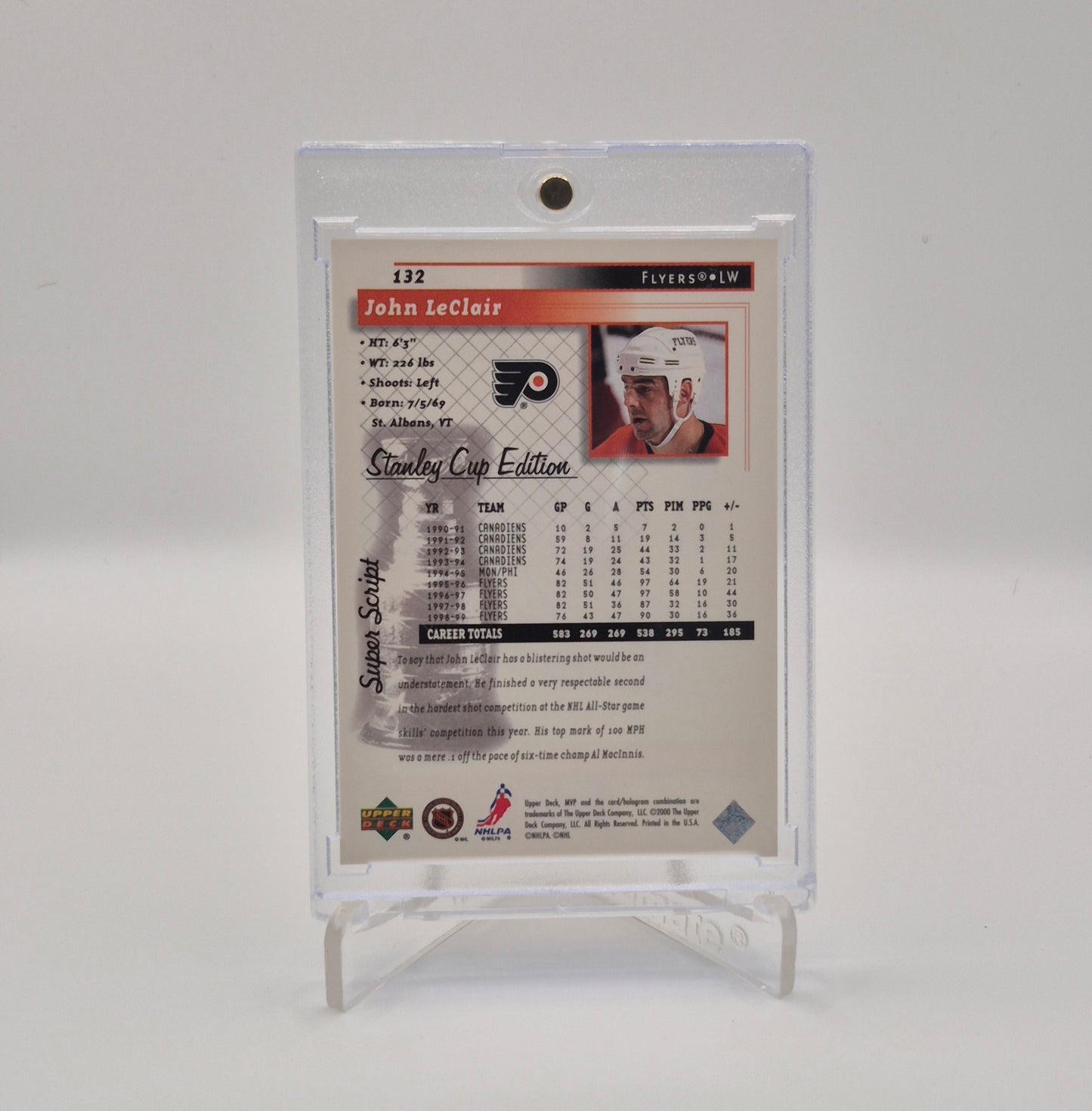 1999-2000 Upper Deck John Leclair MVP Rainbow Scripts /25