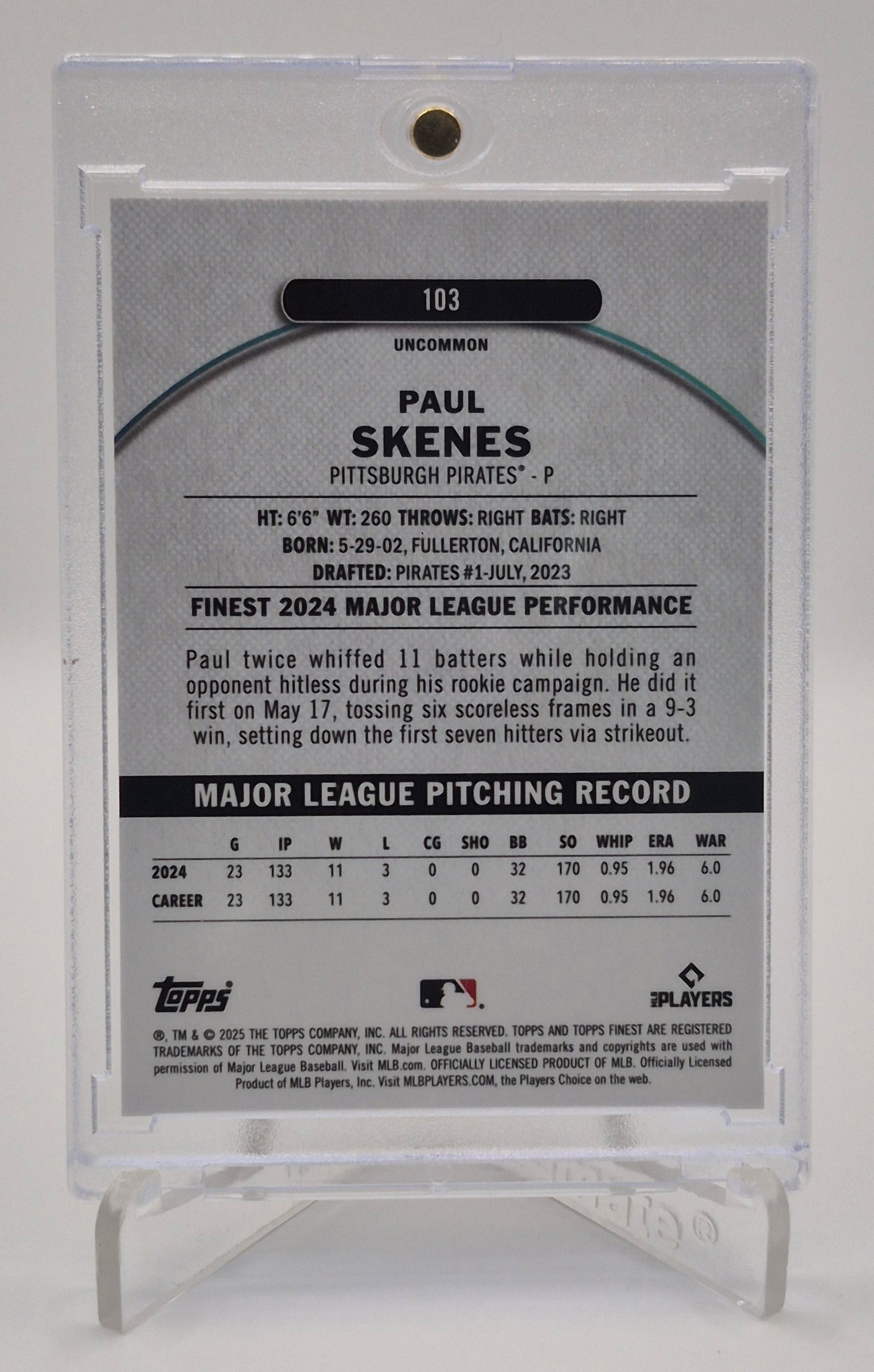 2025 Topps Finest Paul Skenes Purple Checkerboard /99