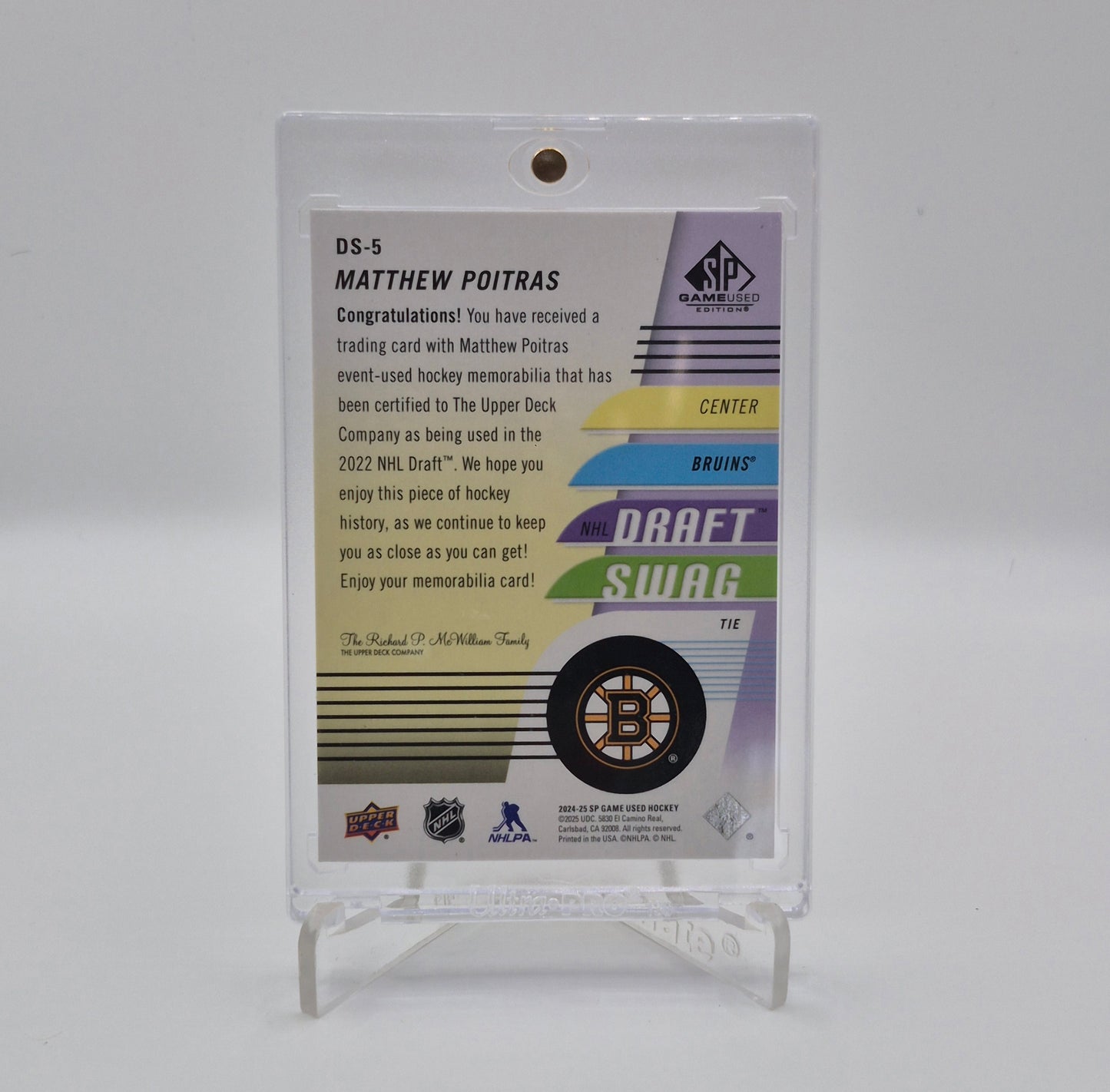 2024-25 SP Game Used Matthew Poitras Draft Day Swag /10