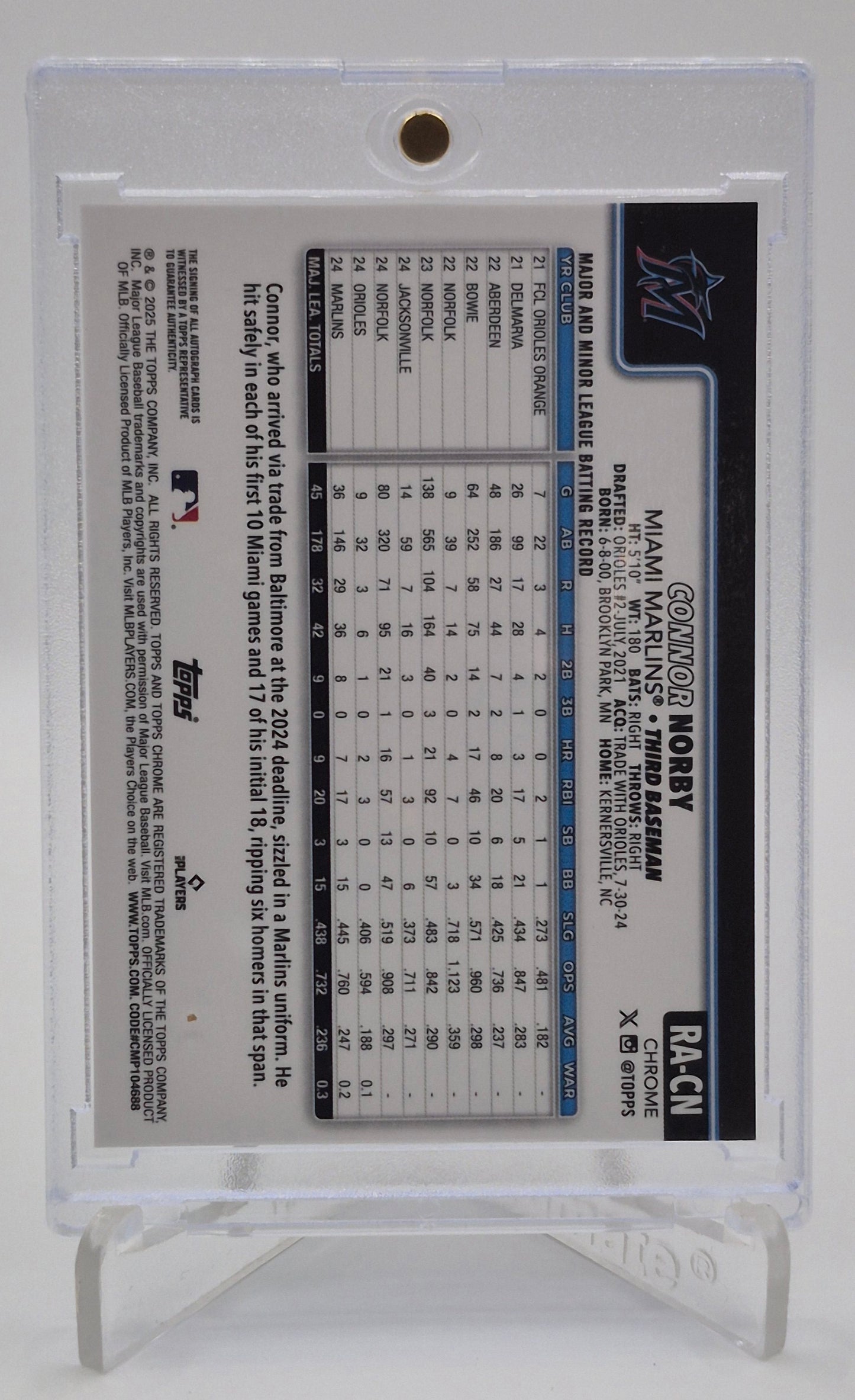 2025 Topps Chrome Connor Norby Autograph /150