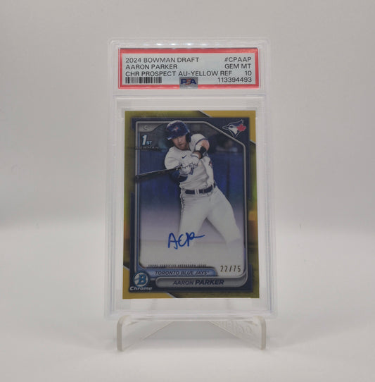 2024 Bowman Draft Aaron Parker Yellow /75 PSA 10