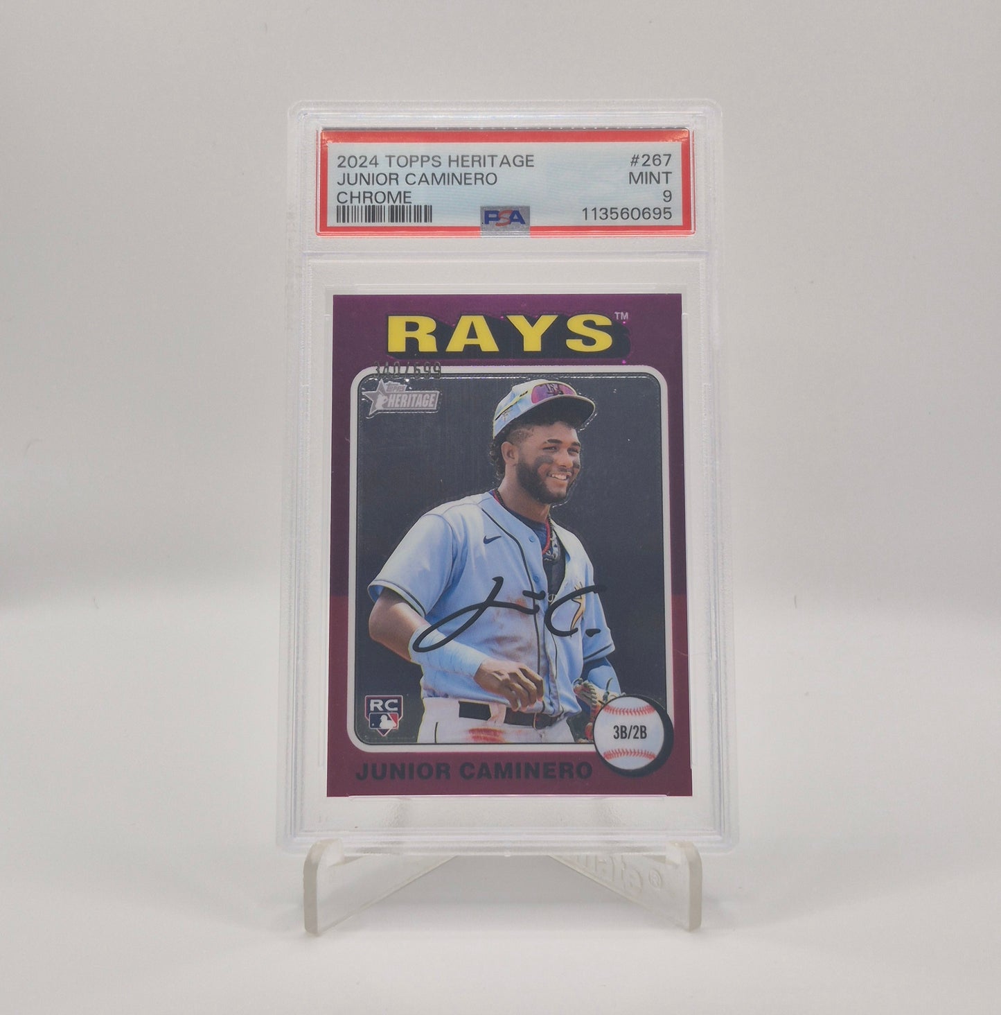 2024 Topps Heritage Junior Caminero Chrome /699 PSA 9