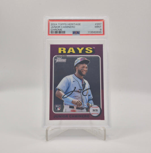 2024 Topps Heritage Junior Caminero Chrome /699 PSA 9