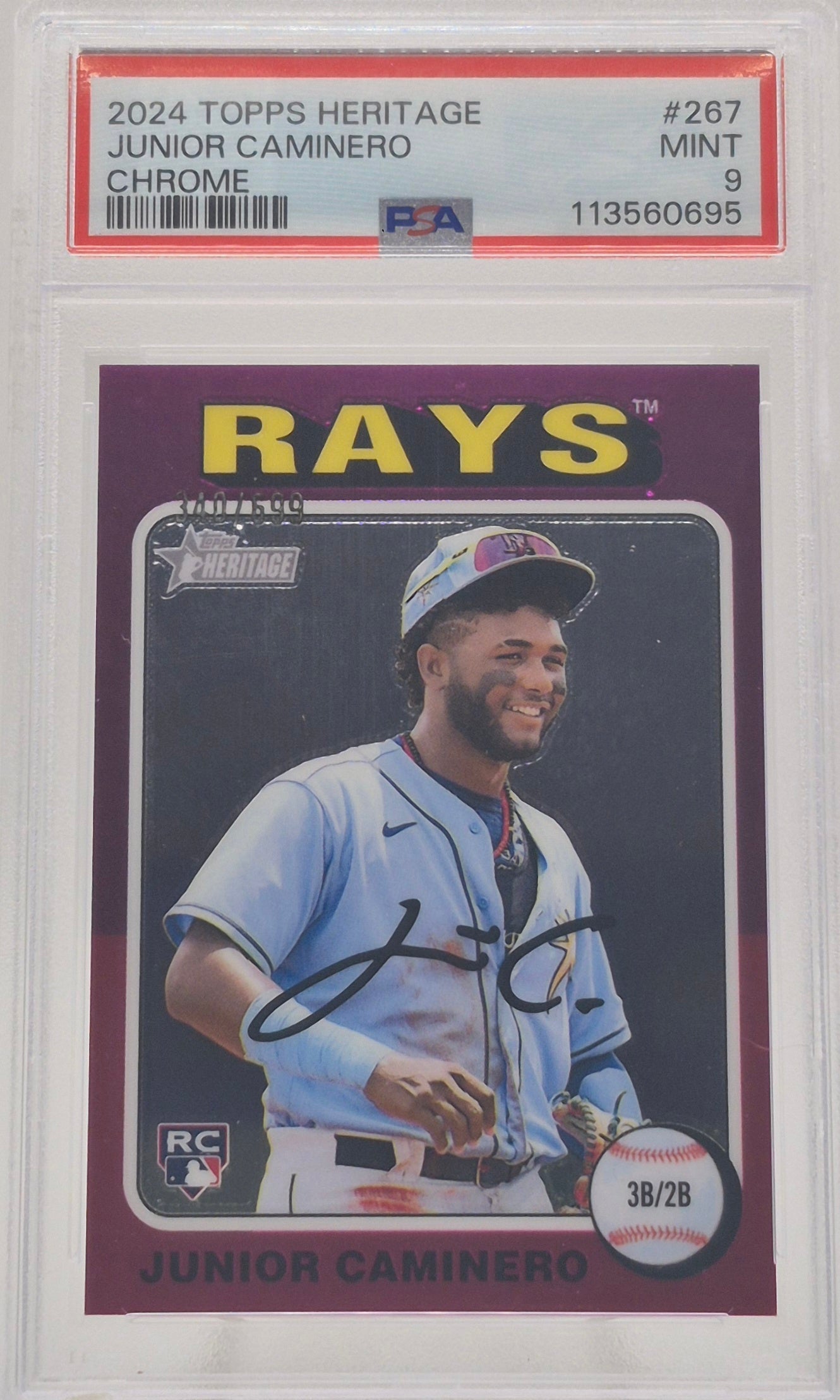 2024 Topps Heritage Junior Caminero Chrome /699 PSA 9