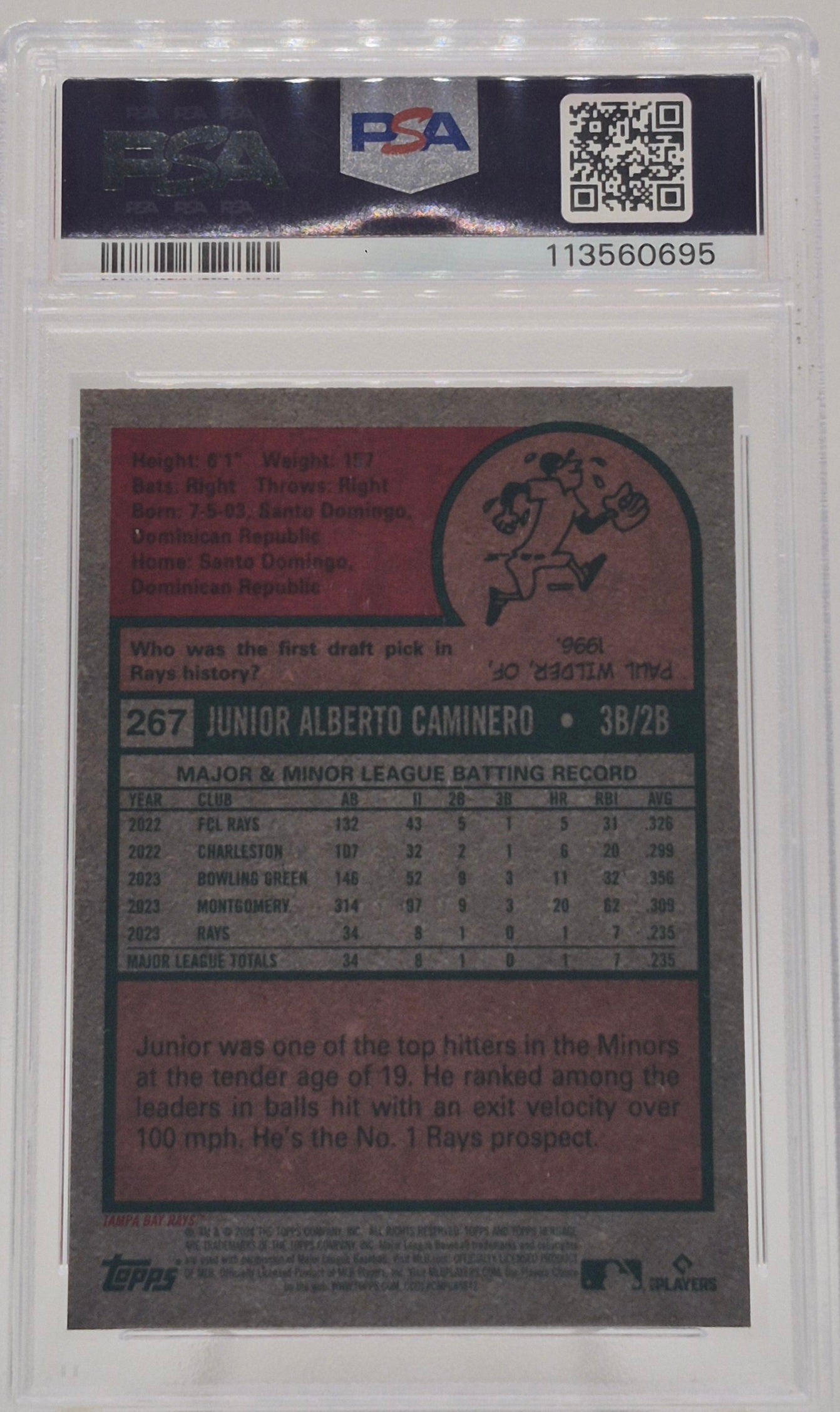 2024 Topps Heritage Junior Caminero Chrome /699 PSA 9