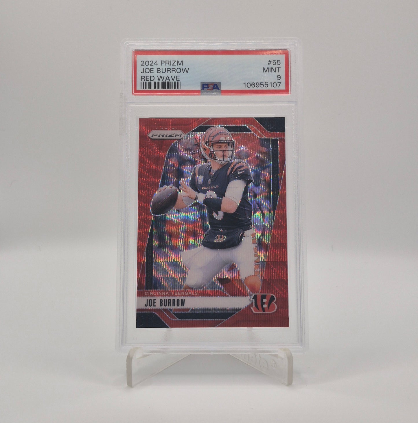 2020 Panini Prizm Joe Burrow Red Wave /149 PSA 9