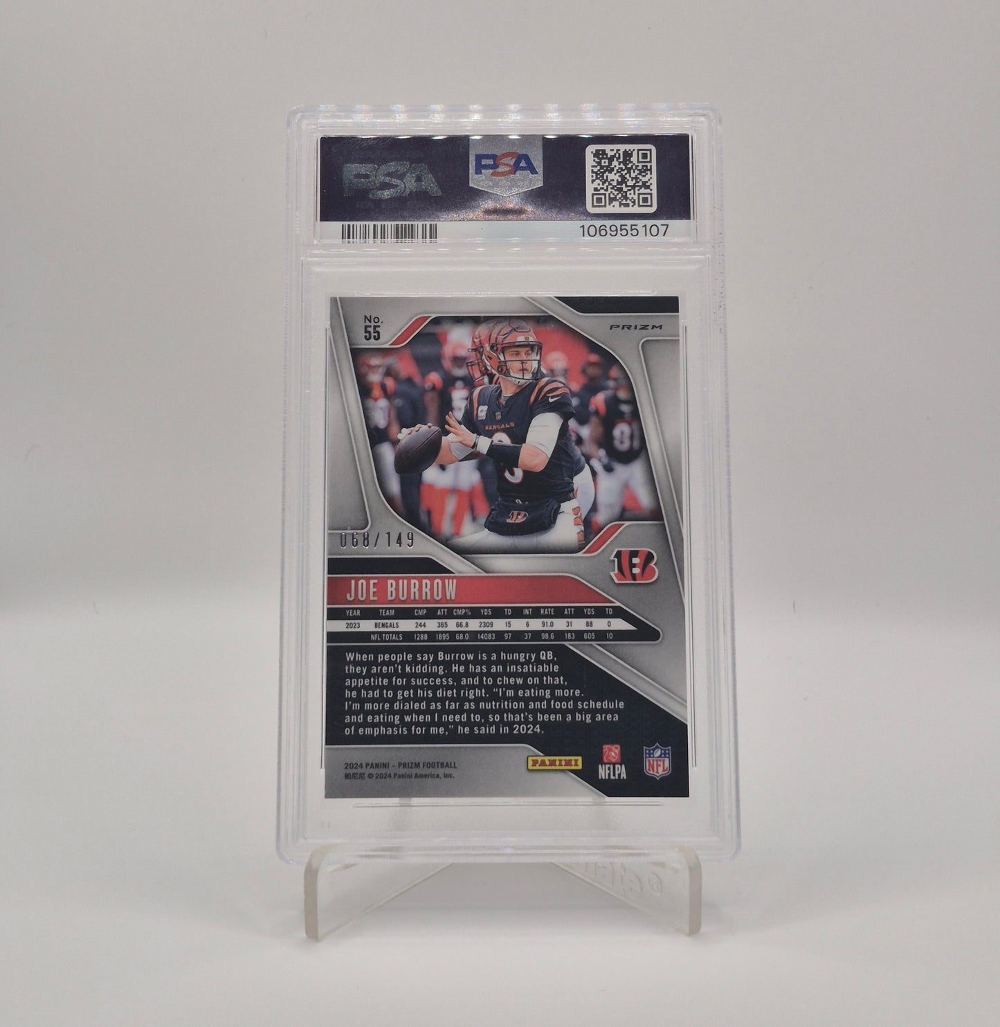2020 Panini Prizm Joe Burrow Red Wave /149 PSA 9