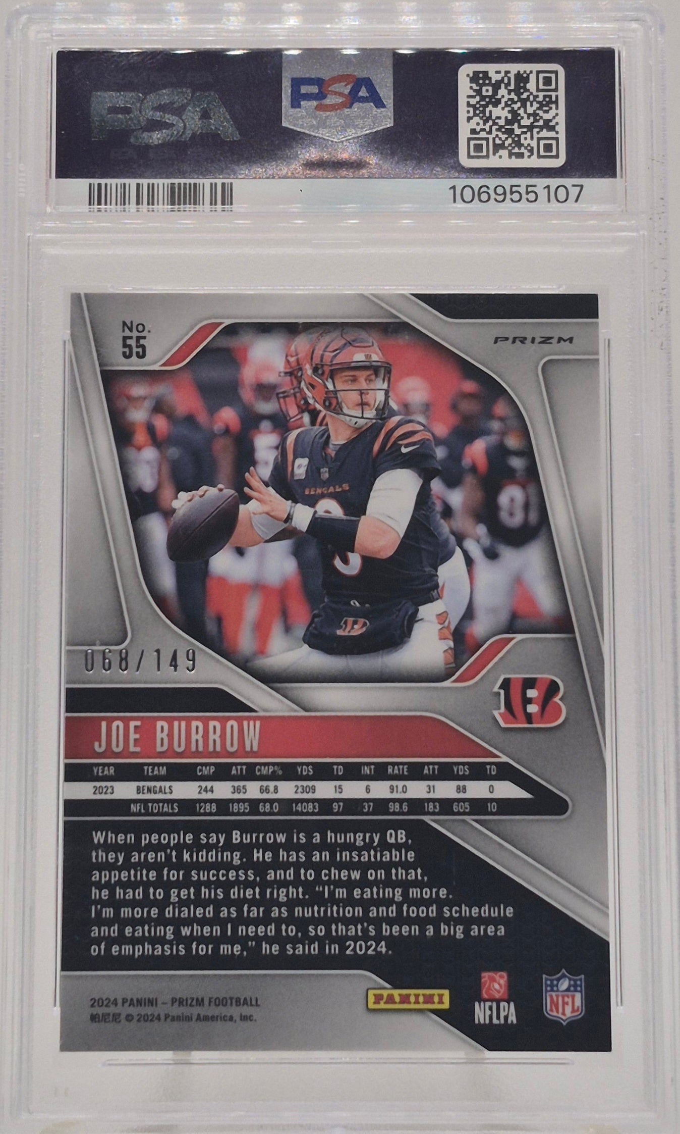 2020 Panini Prizm Joe Burrow Red Wave /149 PSA 9