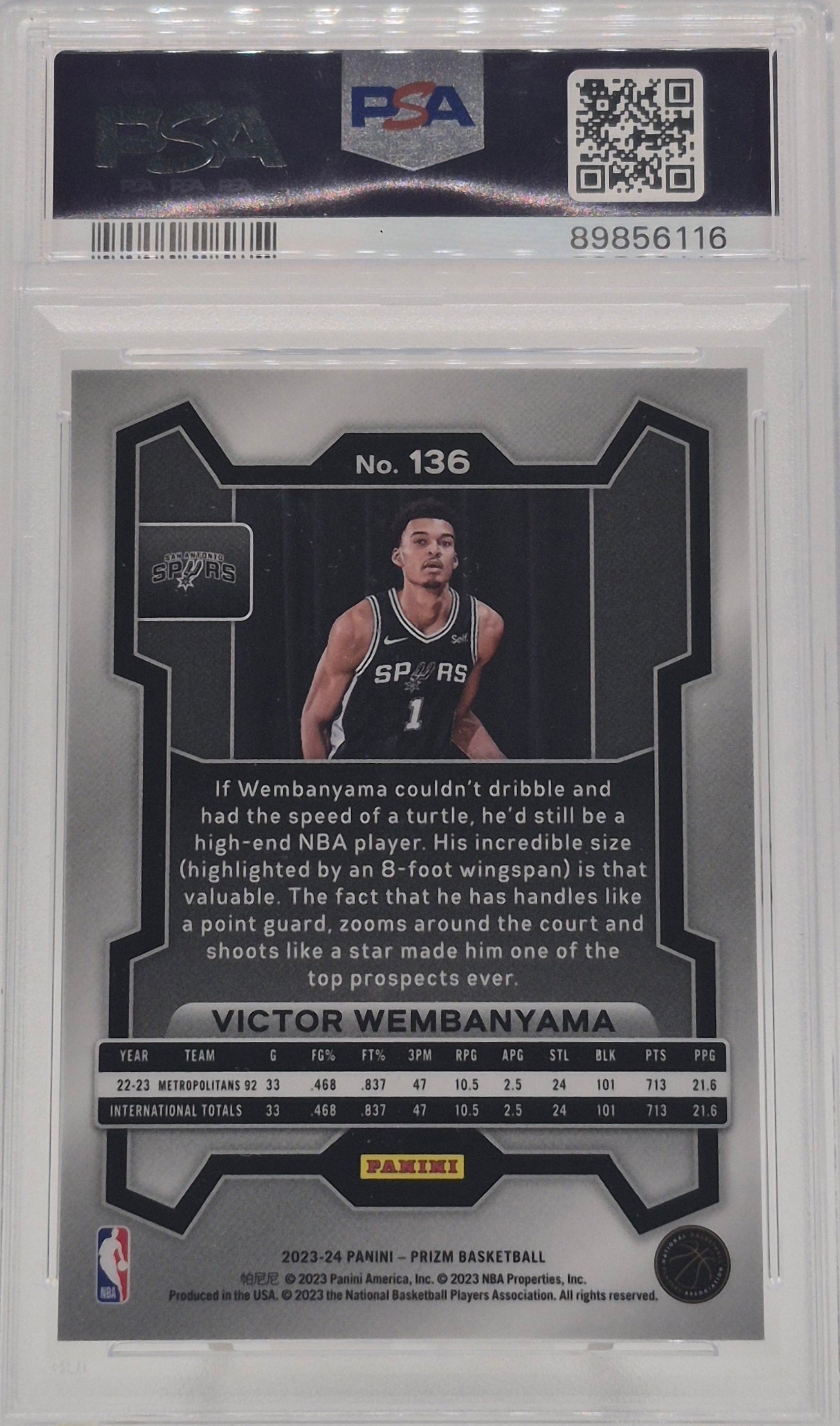 2023 Panini Prizm Victor Wembanyama PSA 10