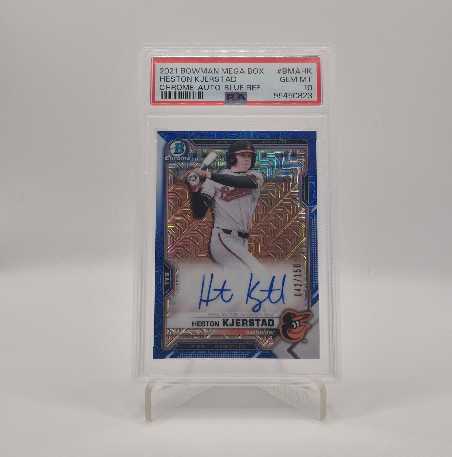 2021 Bowman Heston Kjerstad Blue Autograph Refractor /150 PSA 10