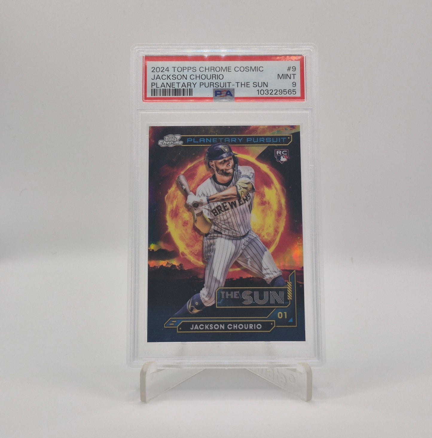 2024 Topps Chrome Cosmic Jackson Chourio Planetary Pursuit The Sun PSA 9