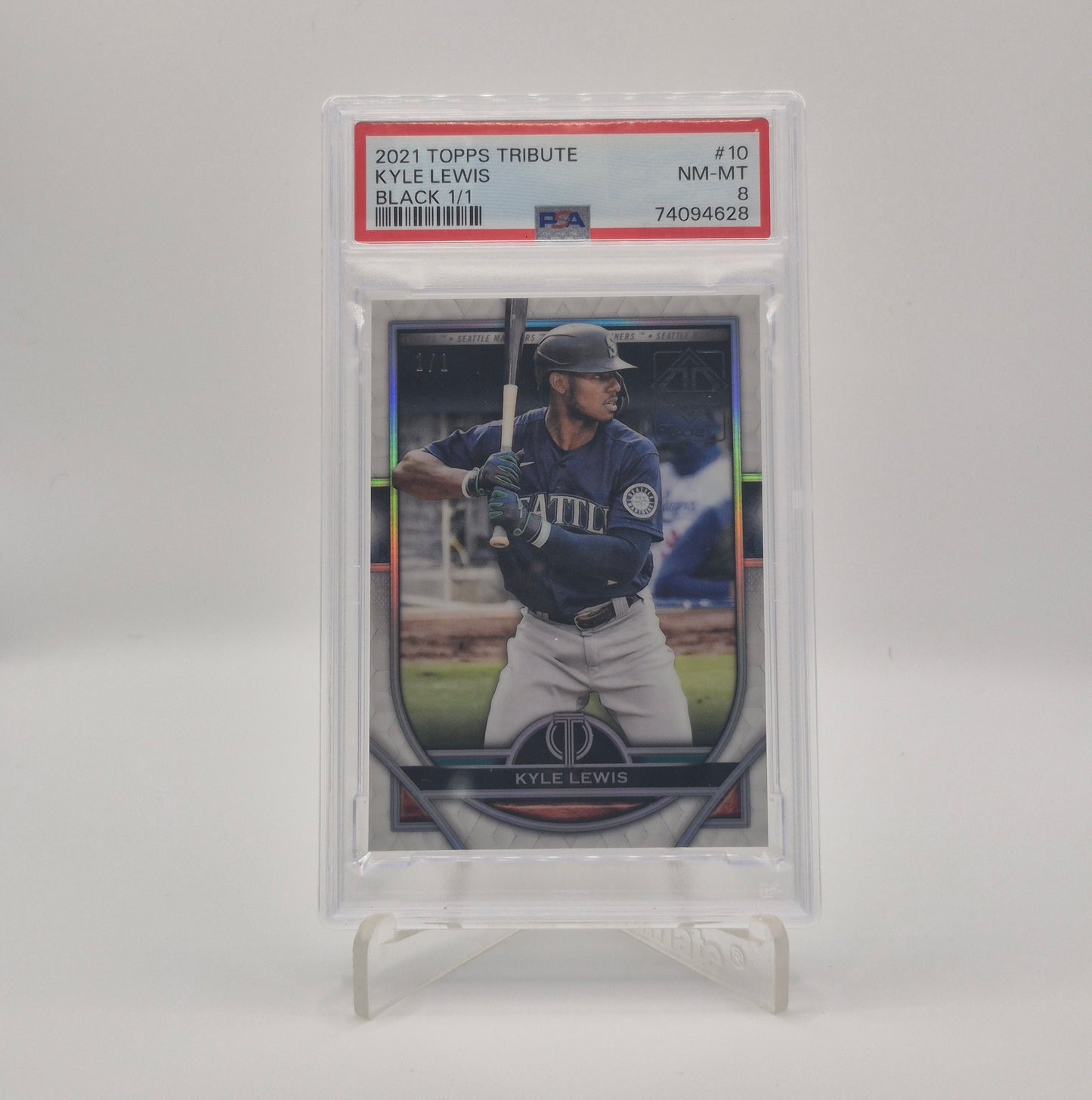 2021 Topps Tribute Kyle Lewis Black 1/1 PSA 8