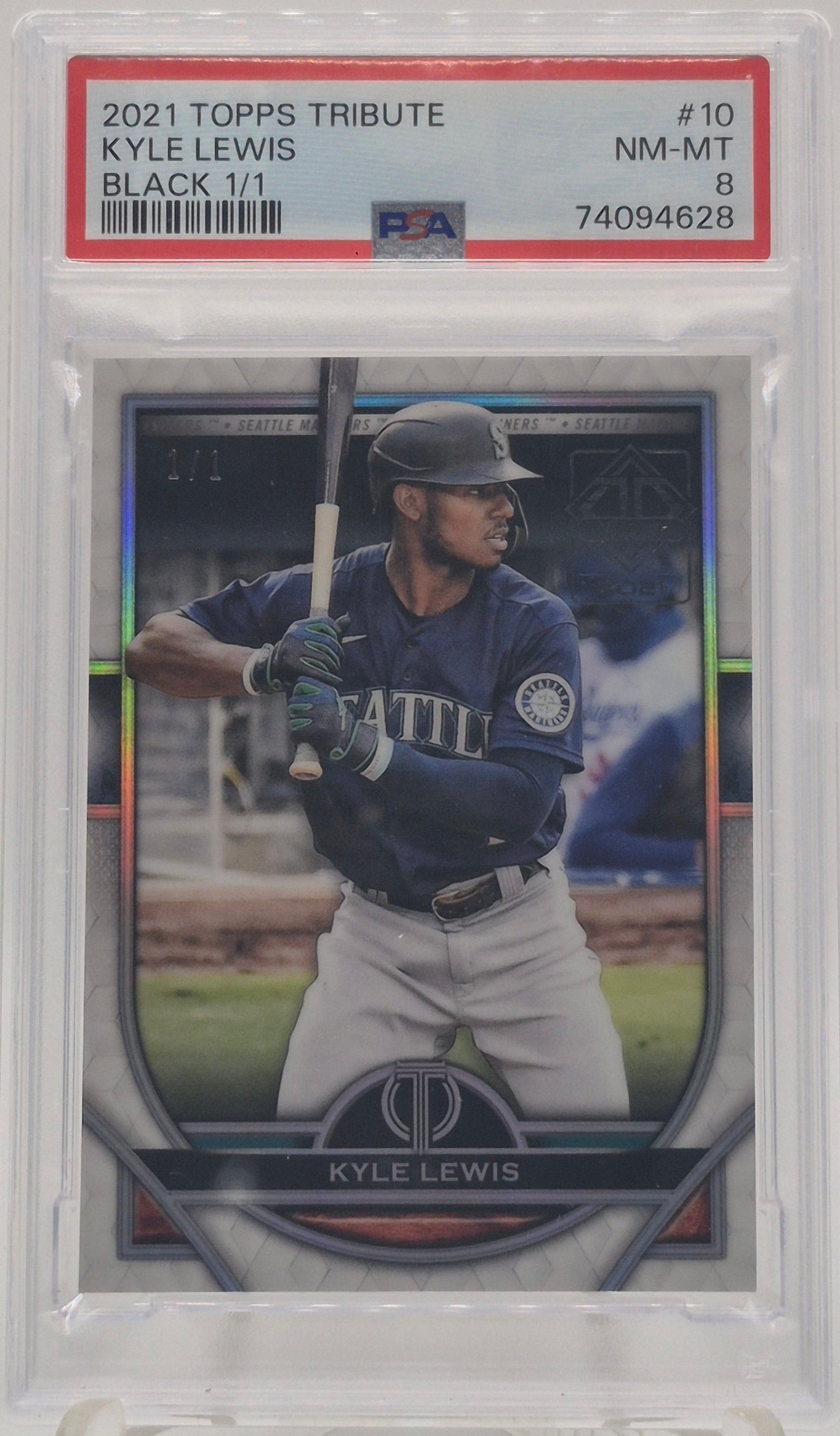 2021 Topps Tribute Kyle Lewis Black 1/1 PSA 8