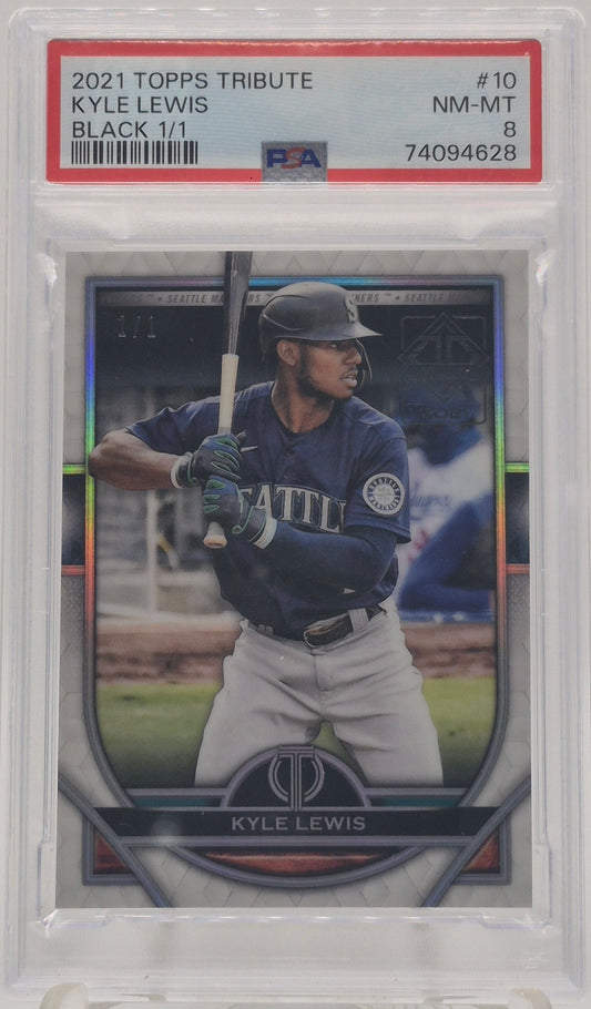 2021 Topps Tribute Kyle Lewis Black 1/1 PSA 8