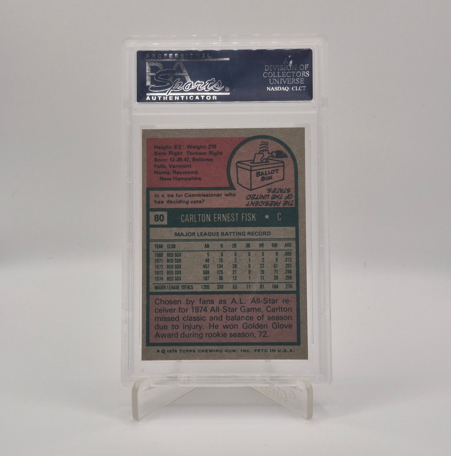 1975 Topps Carlton Fisk PSA 9