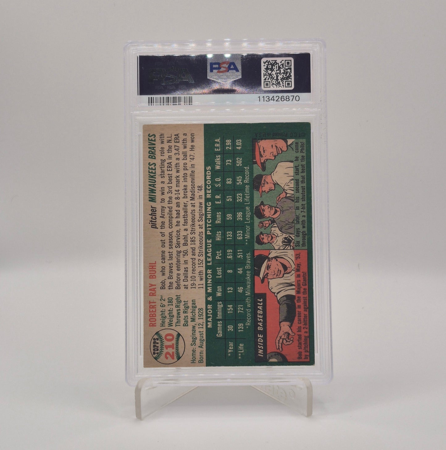 1954 Topps Bob Buhl PSA 4