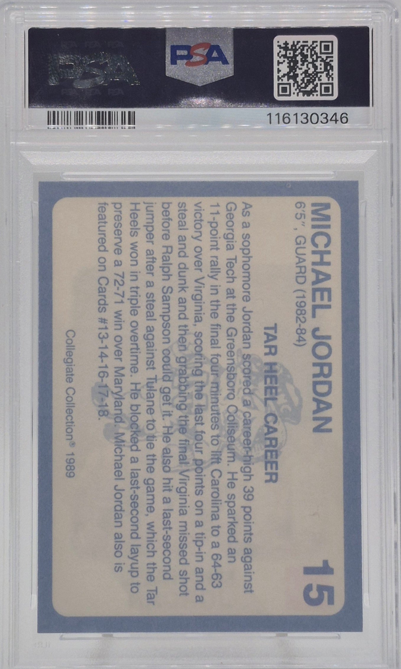 1989 North Carolina Michael Jordan Collegiate Collection PSA 6