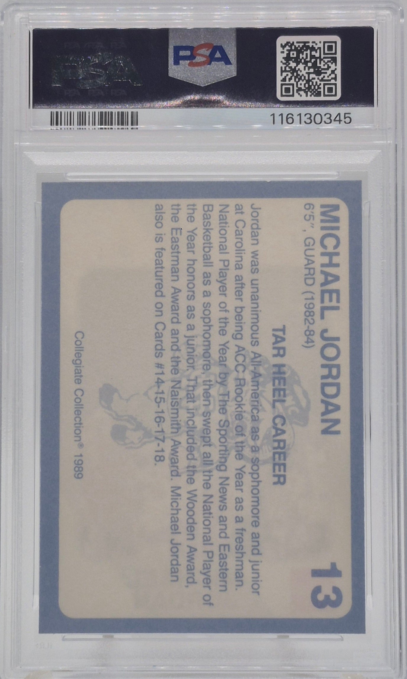 1989 North Carolina Michael Jordan Collegiate Collection PSA 8
