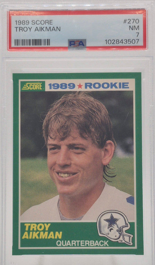 1989 Score Troy Aikman PSA 7