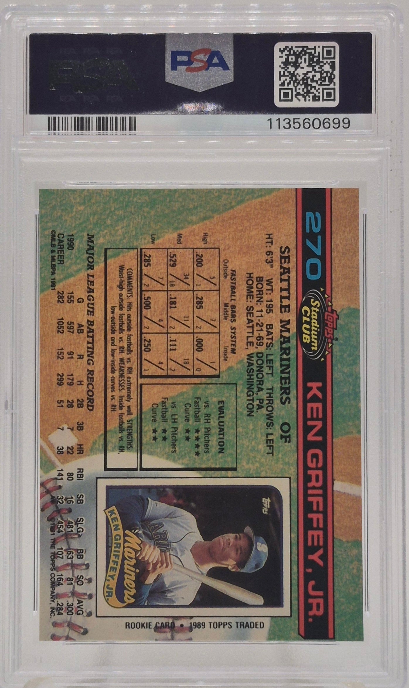 1991 Stadium Club Ken Griffey Jr. PSA 8