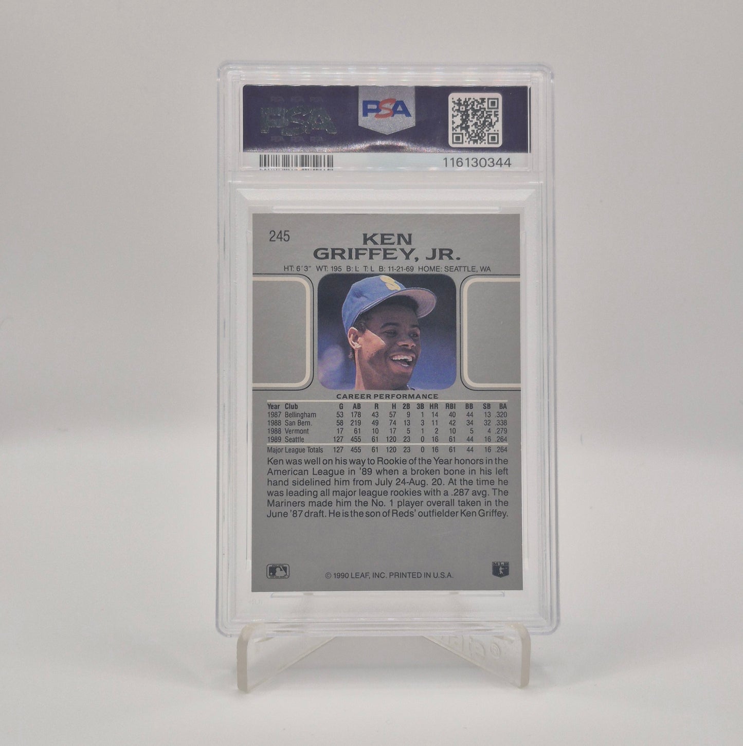 1990 Leaf Ken Griffey Jr. PSA 8