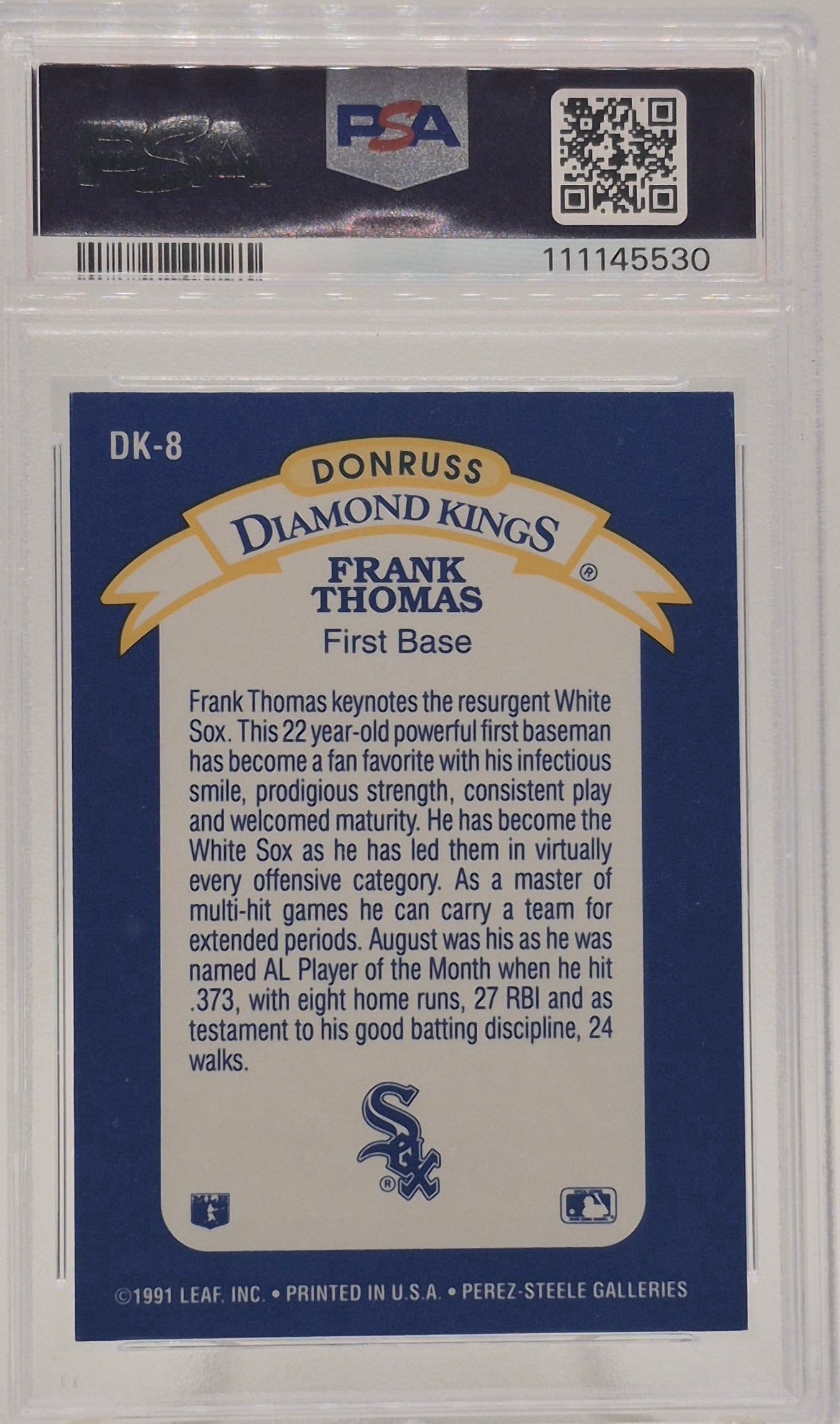 1992 Donruss Frank Thomas Diamond Kings PSA 9