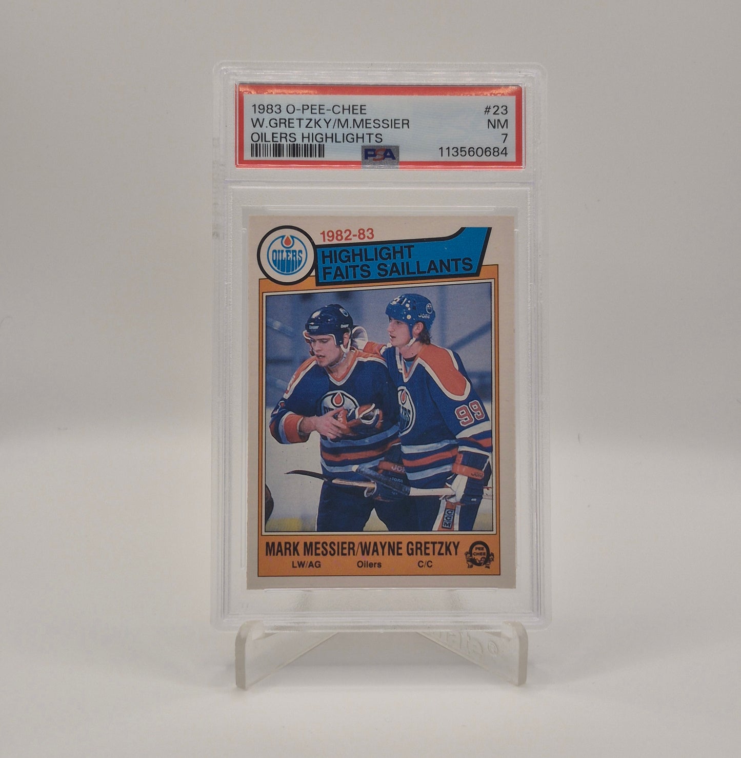 1983 O-Pee-Chee Wayne Gretzky/Mark Messier Oilers HIghlights PSA 7