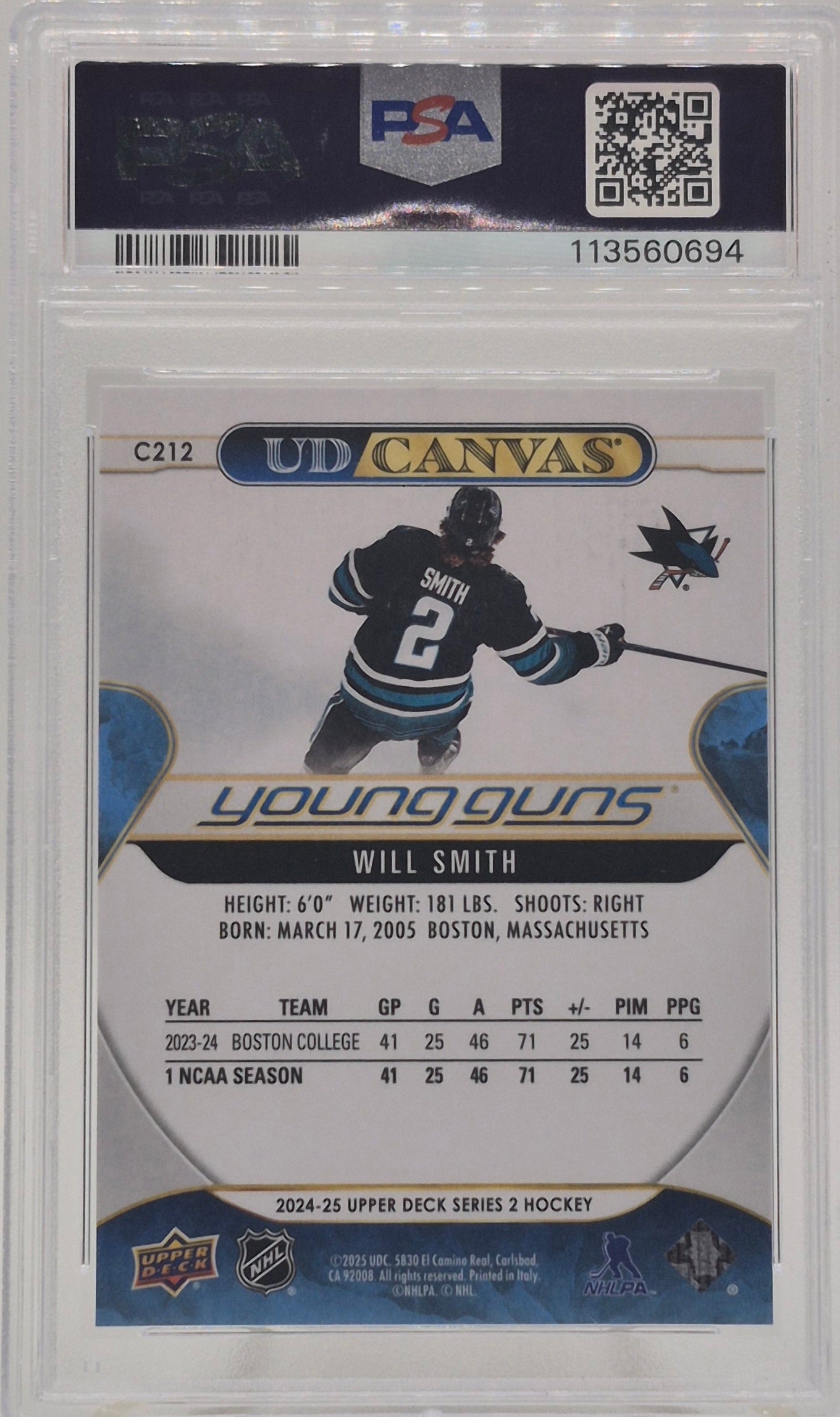 2024 Upper Deck Will Smith UD Canvas Young Guns PSA 10