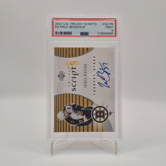 2007 U.D. Trilogy Scripts Patrice Bergeron PSA 9