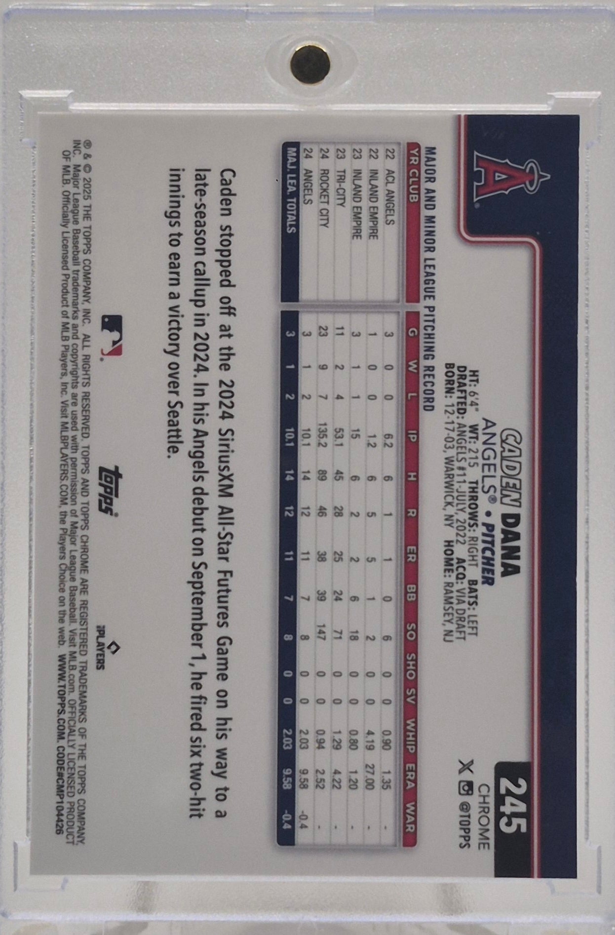 2025 Topps Chrome Caden Dana Orange Raywave /25