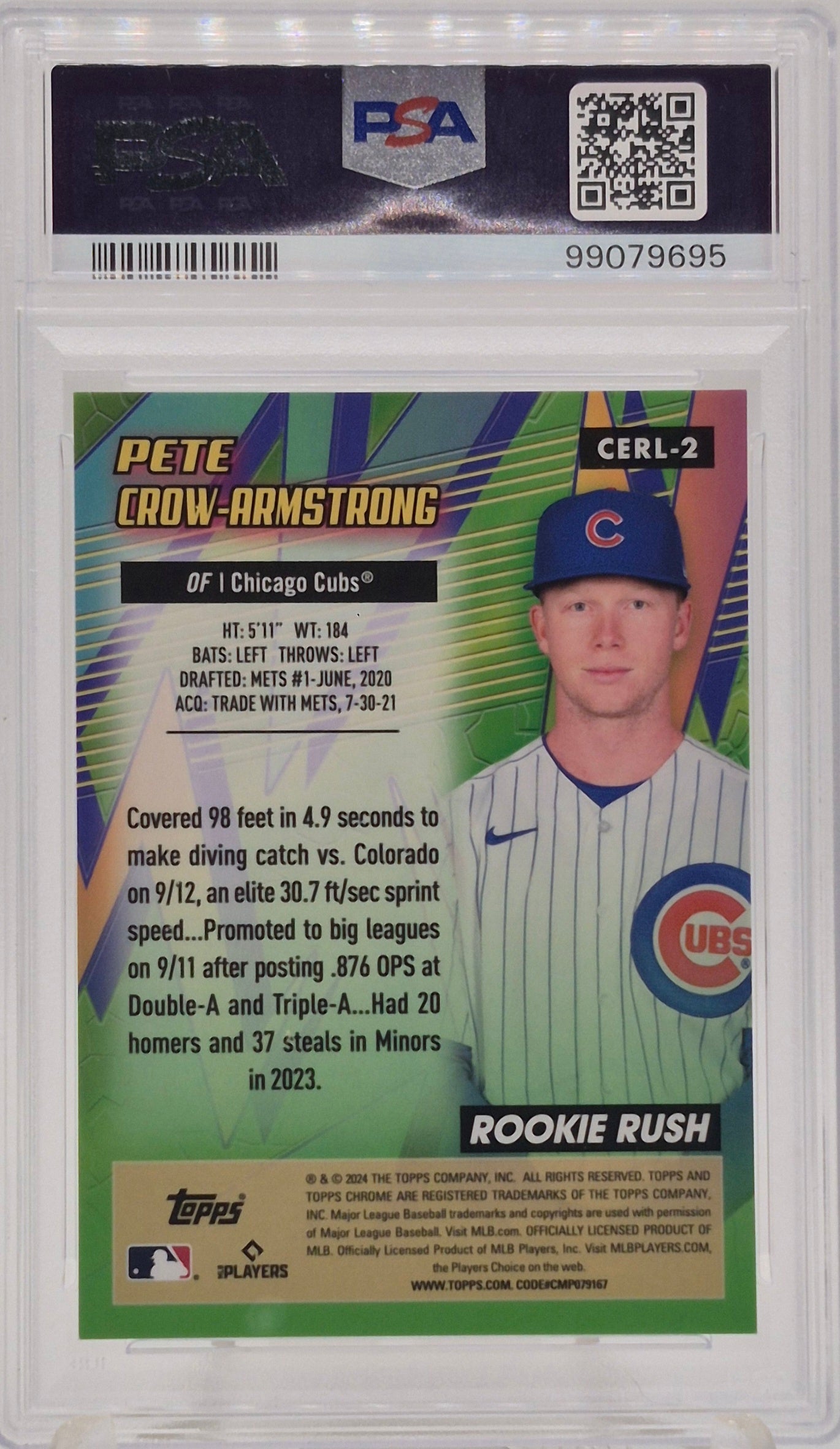 2024 Topps Chrome Pete Crow-Armstrong All-Etch Rookie Rush Gold /50 PSA 9