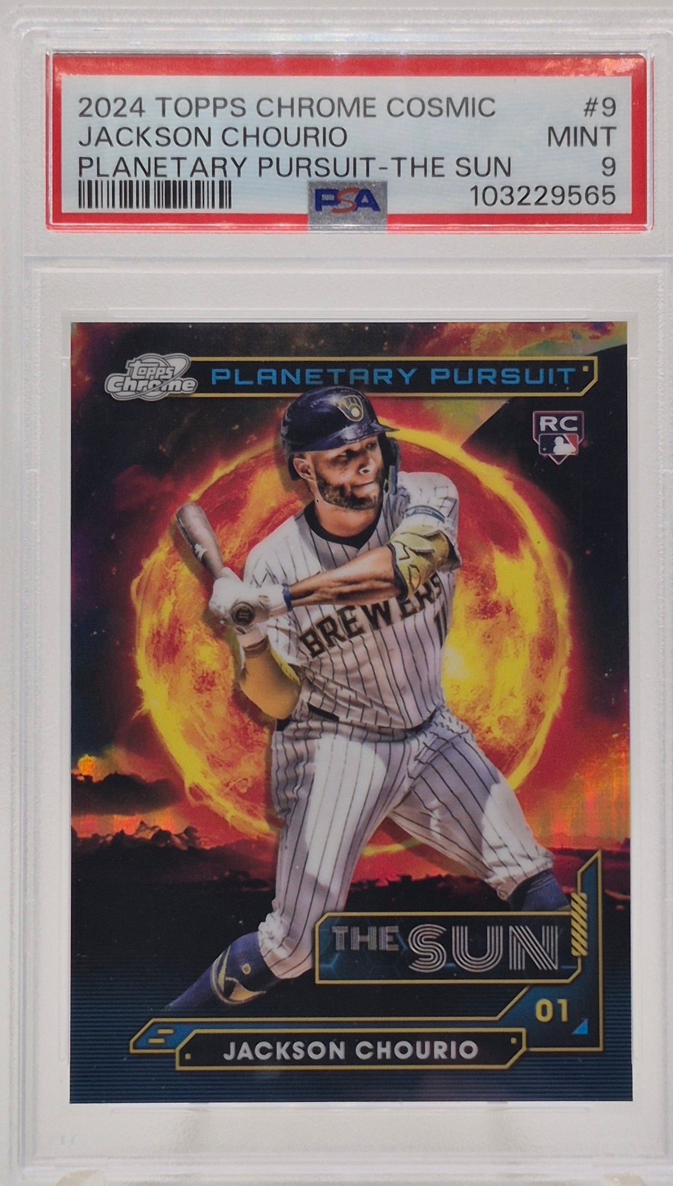 2024 Topps Chrome Cosmic Jackson Chourio Planetary Pursuit The Sun PSA 9